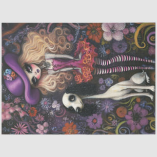 Papel De Seda Decoupage Whimsical Chica Gótico Standard Poodle