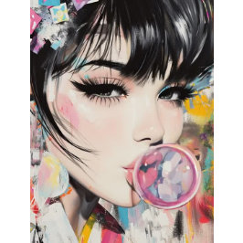 Papel De Seda Decoupage Whimsical Chica & Her Bubble Gum Recuerd