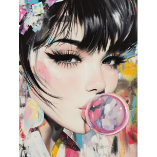 Papel De Seda Decoupage Whimsical Chica & Her Bubble Gum Recuerd