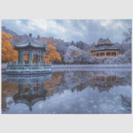 Papel De Seda Decoupage Whimsical Chinese Garden Pavilion Temple