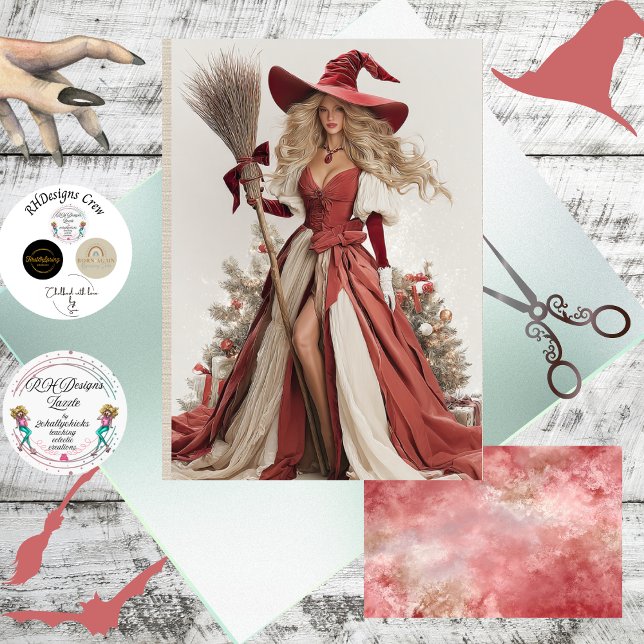 Papel De Seda Decoupage Whimsical Christmas Witch  (Subido por el creador)