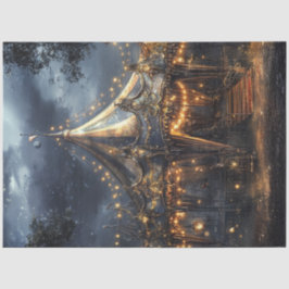 Papel De Seda Decoupage Whimsical Circus Carousel Tent Scene