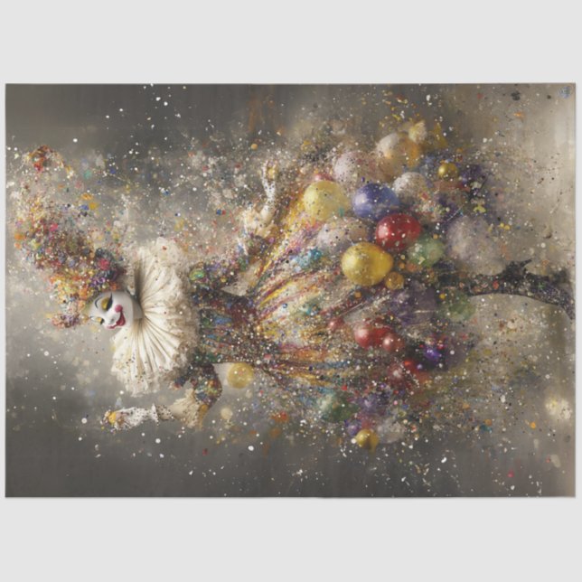 Papel De Seda Decoupage Whimsical Circus Clowe Colorful Costume (Anverso)