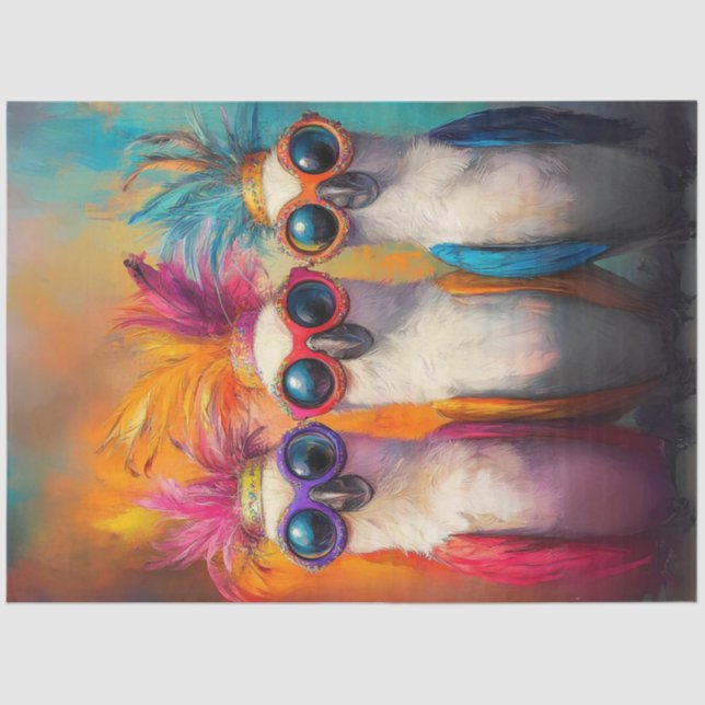 Papel De Seda Decoupage Whimsical Cockatoos Bright Feathers (Anverso)