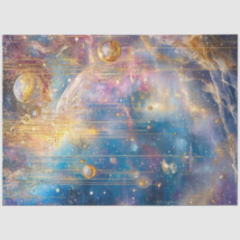 Papel De Seda Decoupage Whimsical Comic Scene Gold Blues