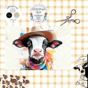 Papel De Seda Decoupage Whimsical Cowboy Calf Con Gorra