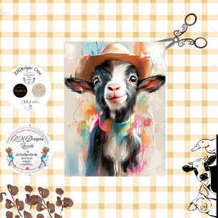 Papel De Seda Decoupage Whimsical Cowboy Gorra Watercolor