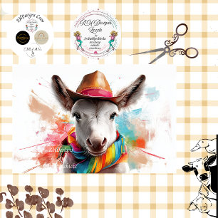 Papel De Seda Decoupage Whimsical Donkey Colores vibrantes