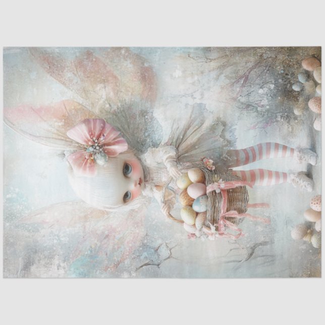Papel De Seda Decoupage Whimsical Easter Fairy Wings & Eggs (Anverso)