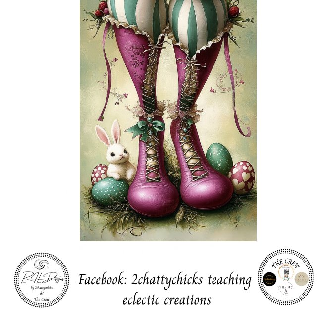 Papel De Seda Decoupage Whimsical Easter Striped Bunny Boots (Subido por el creador)