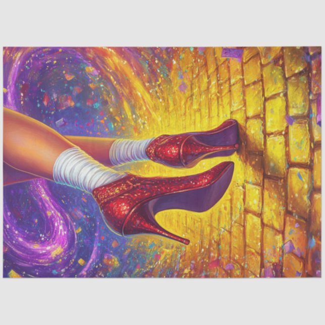 Papel De Seda Decoupage Whimsical Elara bailando el camino dorad (Anverso)