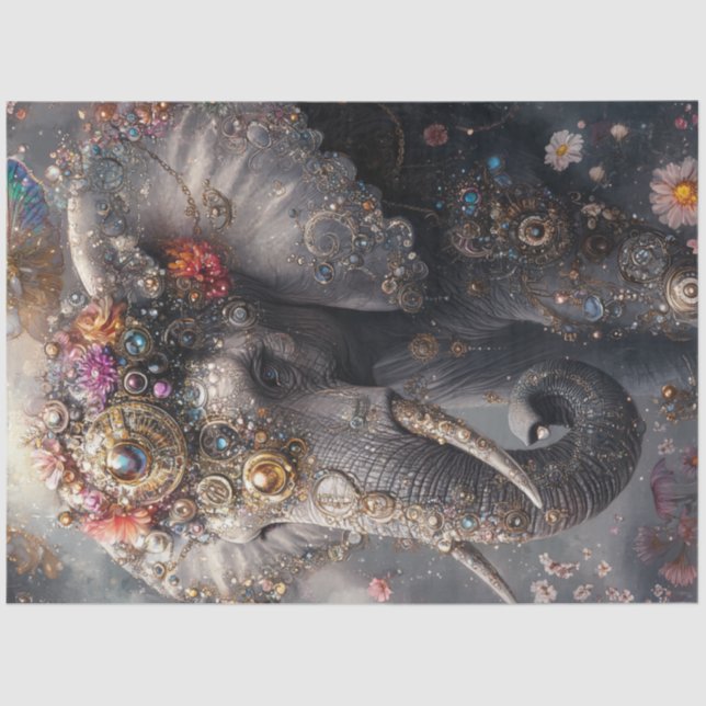 Papel De Seda Decoupage Whimsical Elephant Jewelry Adorados (Anverso)