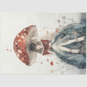 Papel De Seda Decoupage Whimsical Fairy Mushroom and Hearts