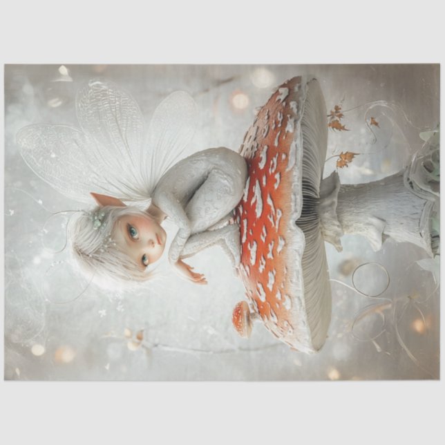 Papel De Seda Decoupage Whimsical Fairy Red Mushroom Wings (Anverso)