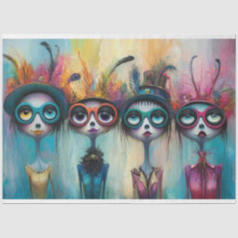 Papel De Seda Decoupage Whimsical Feathered Foursome Ladies