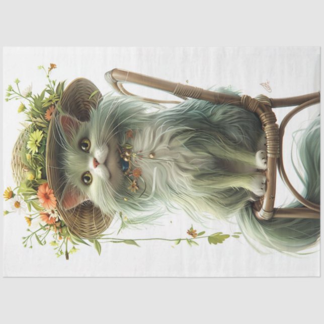 Papel De Seda Decoupage Whimsical Flamboyant Cat Whiskers (Anverso)