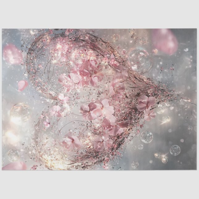 Papel De Seda Decoupage Whimsical Flotante Valentine Heart (Anverso)