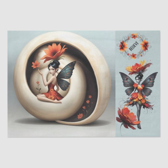 Papel De Seda Decoupage Whimsical Flower Fairy (Anverso)