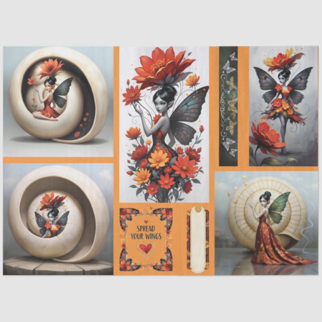 Papel De Seda Decoupage Whimsical Flower Fairy Seidenpapier (Anverso)