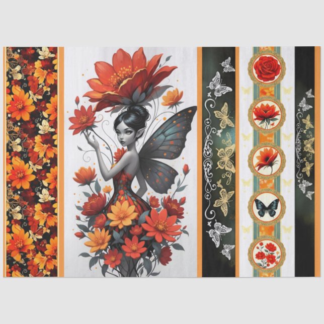 Papel De Seda Decoupage Whimsical Flower Fairy Seidenpapier (Anverso)