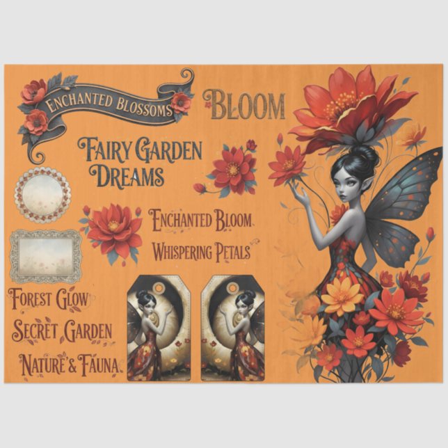 Papel De Seda Decoupage Whimsical Flower Fairy Seidenpapier (Anverso)