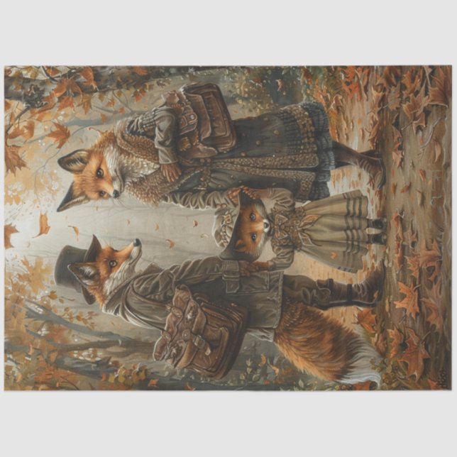 Papel De Seda Decoupage Whimsical Fox Family the Bridges (Anverso)