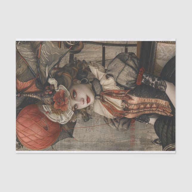 Papel De Seda Decoupage Whimsical Gadget Galore Steampunk Chica (Anverso)