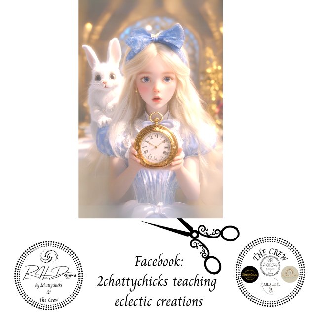 Papel De Seda Decoupage Whimsical Girl & Rabbit on Adventures (Subido por el creador)