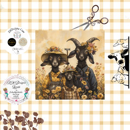 Papel De Seda Decoupage Whimsical Goat Family Farmers