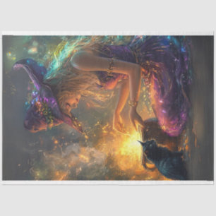 Papel De Seda Decoupage Whimsical Halloween Witch en morado