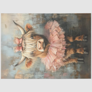 Papel De Seda Decoupage Whimsical Highland Calf Pink Tutu