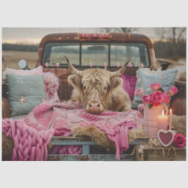 Papel De Seda Decoupage Whimsical Highland Cow Valentine Truck