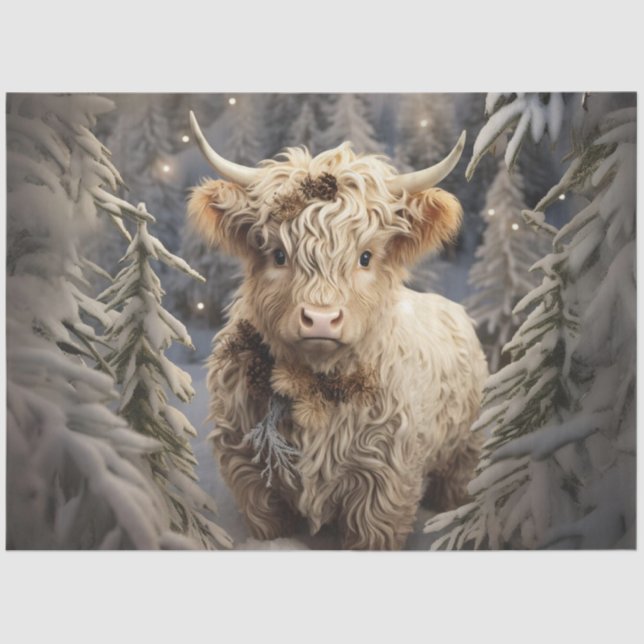 Papel De Seda Decoupage Whimsical Highland Winter Wonderland (Anverso)