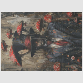 Papel De Seda Decoupage Whimsical Image Man Suit Mushrooms