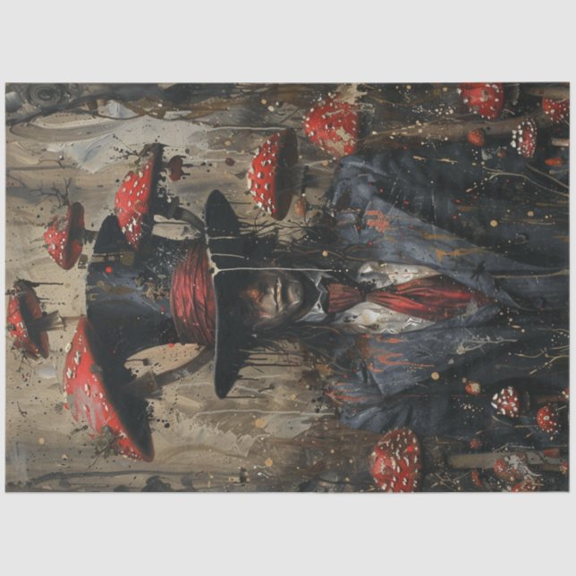 Papel De Seda Decoupage Whimsical Image Man Suit Mushrooms (Anverso)