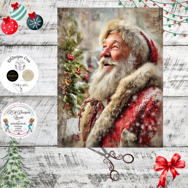 Papel De Seda Decoupage Whimsical Joyful Santa Claus  (Subido por el creador)