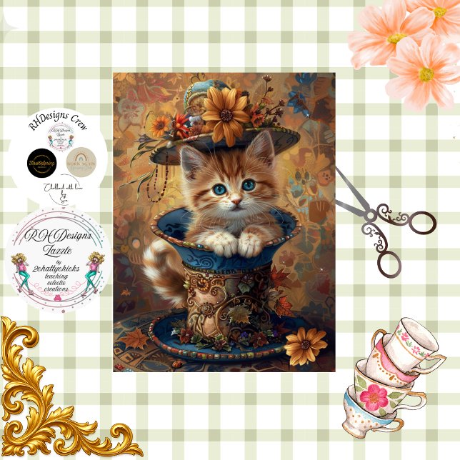 Papel De Seda Decoupage Whimsical Kitten Ornate Teacup  (Subido por el creador)