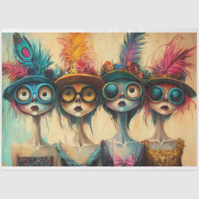 Papel De Seda Decoupage Whimsical Lady Gossipers (Anverso)