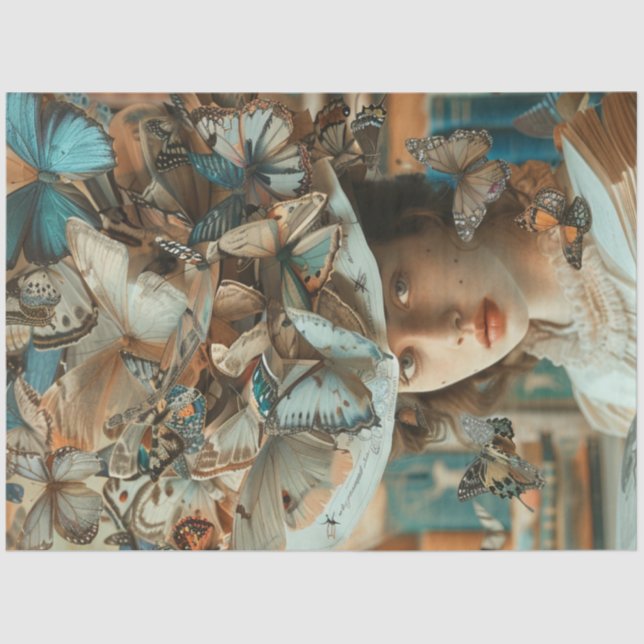 Papel De Seda Decoupage Whimsical Librarian School Teacher (Anverso)