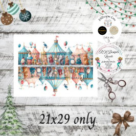 Papel De Seda Decoupage Whimsical Navidades Circus Scene
