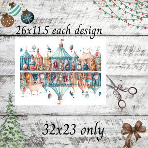 Papel De Seda Decoupage Whimsical Navidades Circus Scene