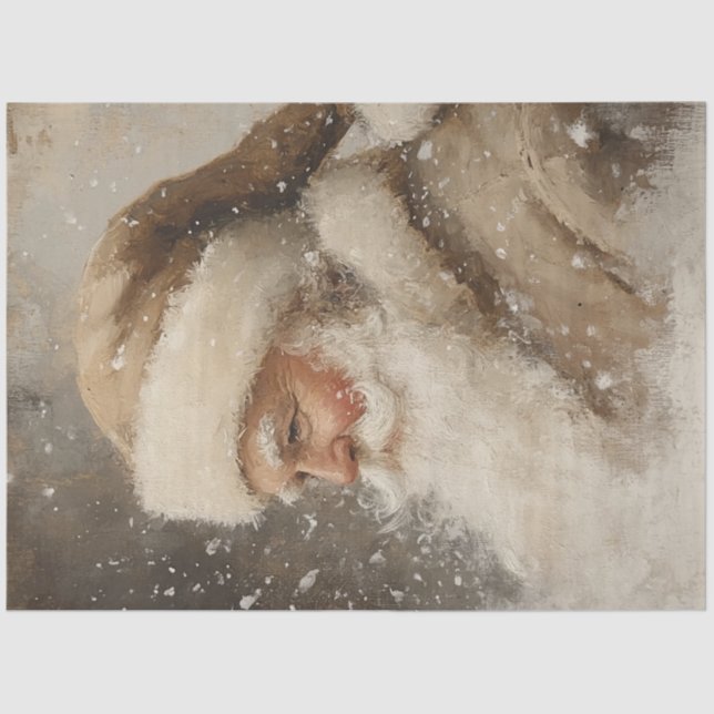 Papel De Seda Decoupage Whimsical No Tradicional Santa Tan Suit (Anverso)