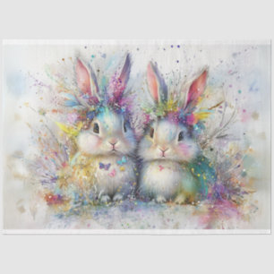 Papel De Seda Decoupage Whimsical Painting 2 Conejos de Pascua
