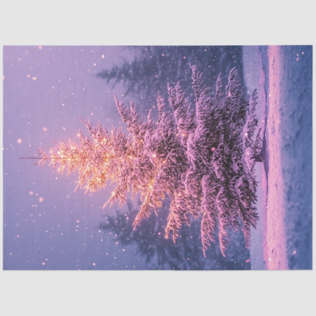 Papel De Seda Decoupage Whimsical Pastel Árbol de Navidad Rosa (Anverso)