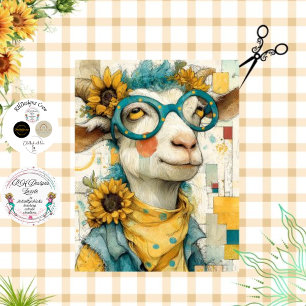 Papel De Seda Decoupage Whimsical Patchwork Goto Sunflowers