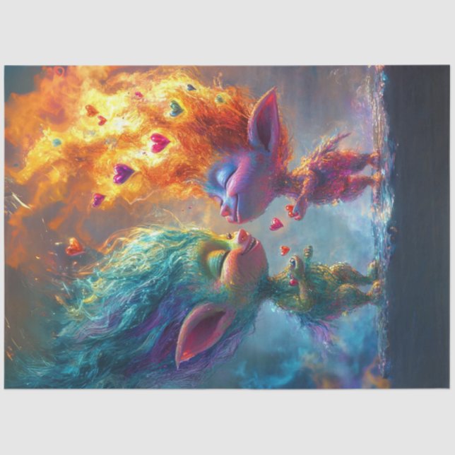 Papel De Seda Decoupage Whimsical Pequeñas Criaturas Brillantes  (Anverso)