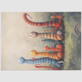 Papel De Seda Decoupage Whimsical Personalizado Bookworms Caterp