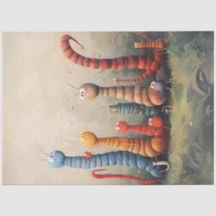 Papel De Seda Decoupage Whimsical Personalizado Bookworms Caterp