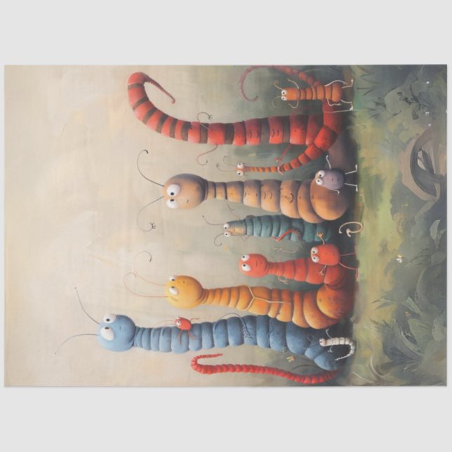 Papel De Seda Decoupage Whimsical Personalizado Bookworms Caterp (Anverso)