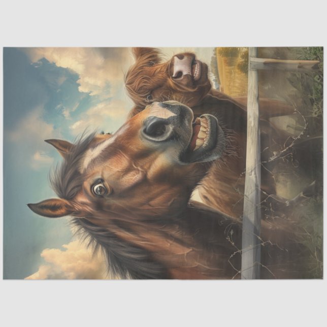 Papel De Seda Decoupage Whimsical Photo Funny Face Horse (Anverso)